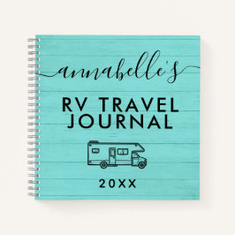 Aquamarin Blue Rustic Camping Woods RV Travel Jour Notizbuch