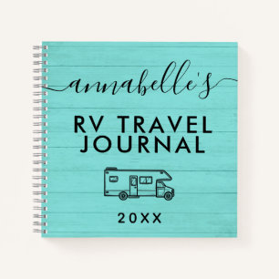 Aquamarin Blue Rustic Camping Woods RV Travel Jour Notizbuch
