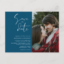 Aquamarin Blue Save the Date Minimalistischer Hoch Einladungspostkarte
