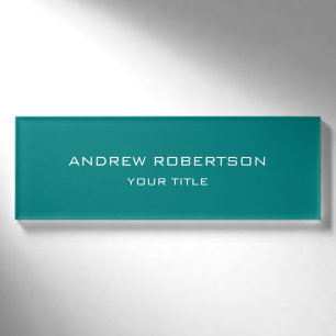 Aquamarin Blue Schlicht Elegante Minimalistisch Ei Namenschild