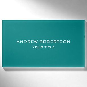 Aquamarin Blue Schlicht Elegante Minimalistisch Ei Namenschild