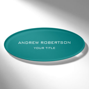 Aquamarin Blue Schlicht Elegante Minimalistisch Ei Namenschild