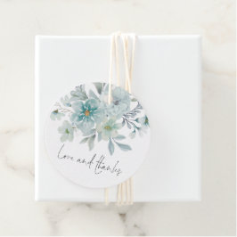 Aquamarin Blue Sea Mist Floral Script Liebe und Da Geschenkanhänger