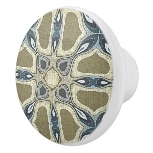 Aquamarin Blue Senard Green Ochre Ethnic Stamm Art Keramikknauf