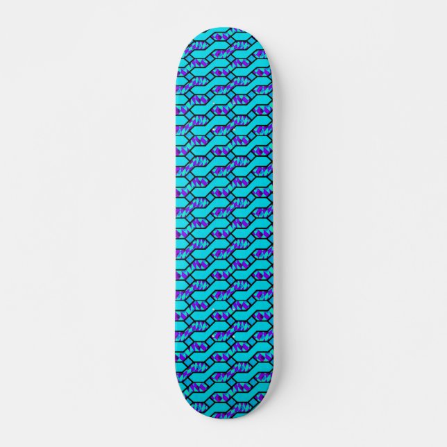 Aquamarin Blue Shim Shim Pattern Skateboard (Vorne)
