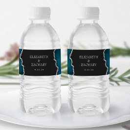 Aquamarin Blue Silver Glitzer Agate Dark Wedding