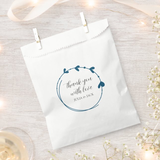 Aquamarin Blue Simple Heart Wreath Wedding Geschenktütchen (Ausgeschnitten)