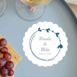 Aquamarin Blue Simple Heart Wreath Wedding Untersetzer