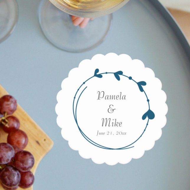 Aquamarin Blue Simple Heart Wreath Wedding Untersetzer (In Situ Wedding)