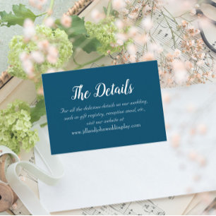 Aquamarin Blue Simple Style Wedding Details Begleitkarte