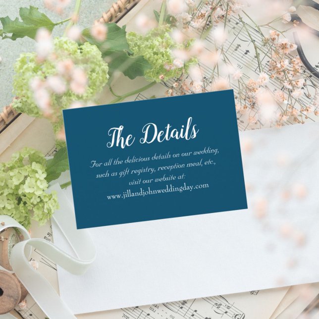 Aquamarin Blue Simple Style Wedding Details Begleitkarte (In Situ Wedding)