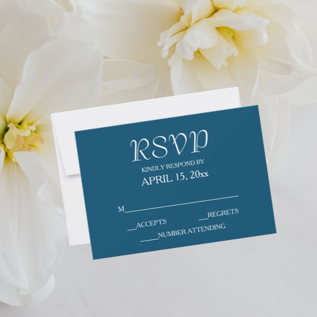Aquamarin Blue Simple Style Wedding RSVP Karte (In Situ Wedding)