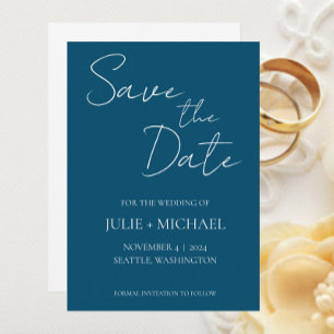 Aquamarin Blue Simple Style Wedding Save The Date