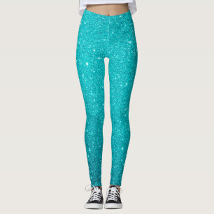 Aquamarin Blue Sparkling Glitzer Glam Leggings