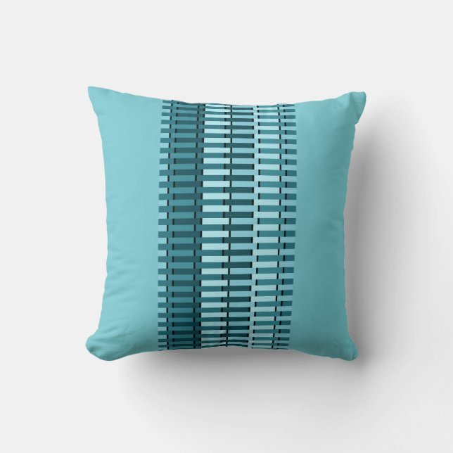 Aquamarin Blue Stylish Modernes, Abstraktes Streif Kissen (Vorderseite)