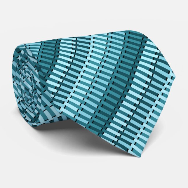 Aquamarin Blue Stylish Modernes, Abstraktes Streif Krawatte (Gerollt)
