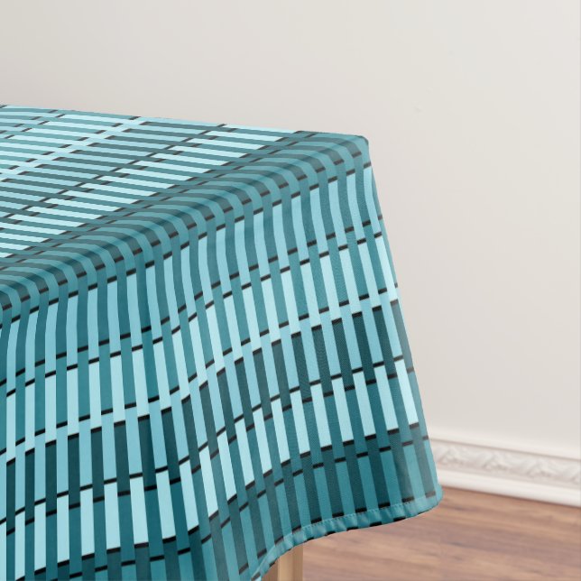 Aquamarin Blue Stylish Modernes, Abstraktes Streif Tischdecke (Beispiel)