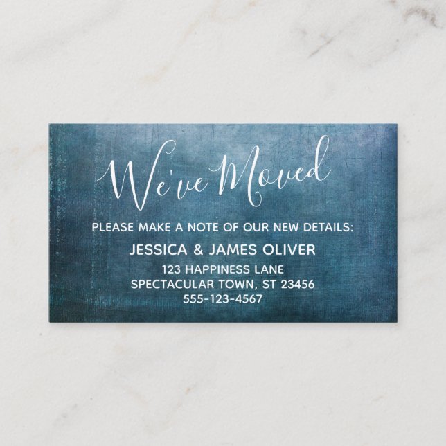 Aquamarin Blue Textured Grunge "Wir haben uns bewe Begleitkarte (Vorderseite)