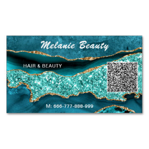 Aquamarin Blue Türkise QR Code Business Card Magne Magnetische Visitenkarte