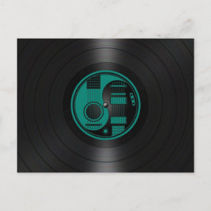 Aquamarin Blue und Black Yin Yang Guitars Vinyl Gr Postkarte