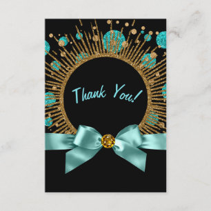 Aquamarin Blue und Gold Vielen Dank Dankeskarte