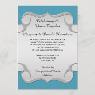 Aquamarin Blue Verziert Silver Frame 25 Jahre alt Einladung