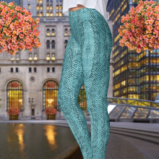 Aquamarin Blue Viper Snakeskin Leggings (Von Creator hochgeladen)