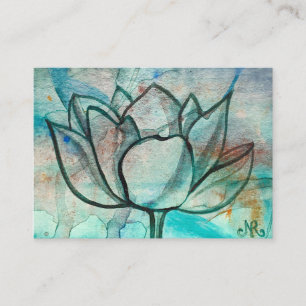 Aquamarin Blue Watercolor Blume Elegante Künstleri Visitenkarte