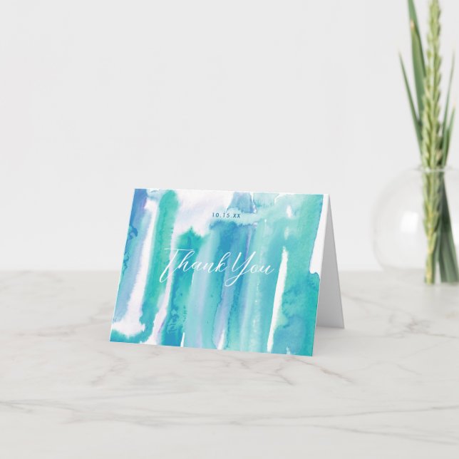 Aquamarin Blue Watercolor Gefärbte Krawatte Vielen Einladung (Vorderseite)
