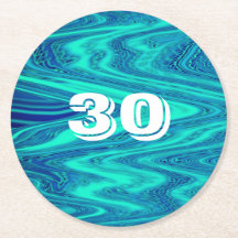 Aquamarin Blue Waves Abstrakt 30. Geburtstag Custo