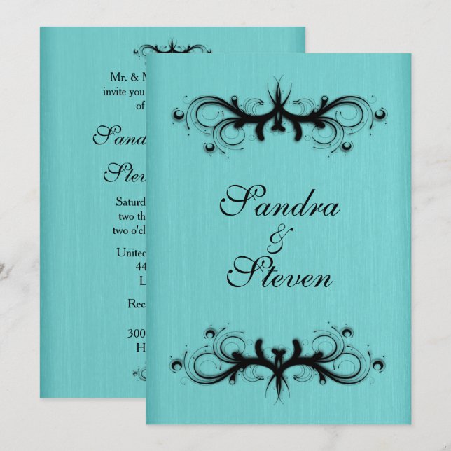 Aquamarin Blue Wedding Einladung 5" x 7" (Vorne/Hinten)