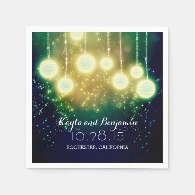 Aquamarin Blue Wedding Lanterns Serviette (Vorderseite)