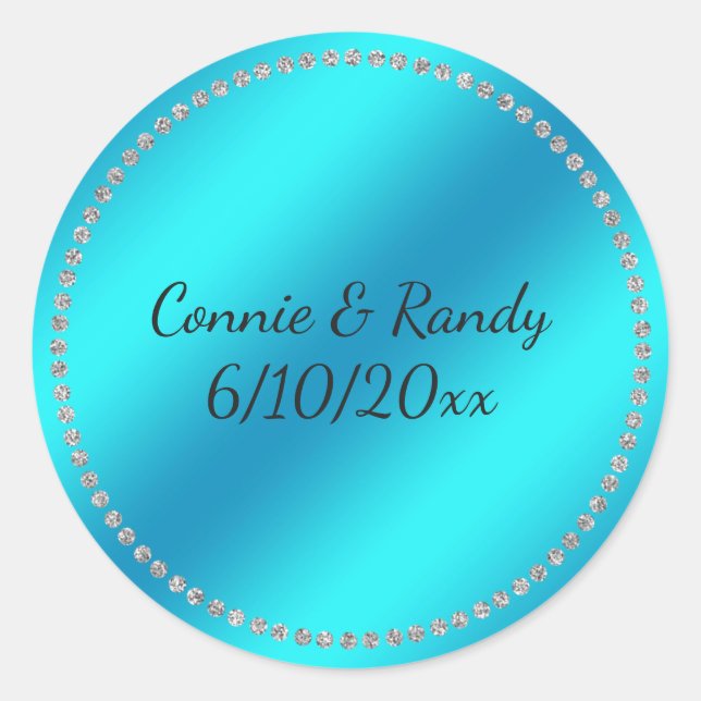 Aquamarin Blue Wedding Sticker (Vorderseite)