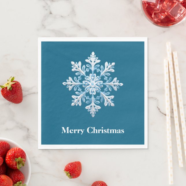 Aquamarin Blue White Christmas Snowflakes Serviette (Beispiel)