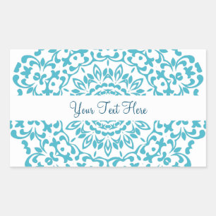Aquamarin Blue White Elegany Classy Lace Perxonali Rechteckiger Aufkleber