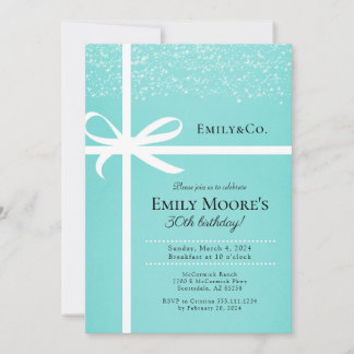 Aquamarin Blue & White-Geschenk Geburtstagsparty E Einladung