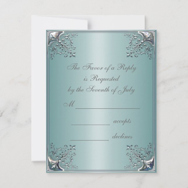 Aquamarin Blue White Wedding Einladungen (Vorderseite)