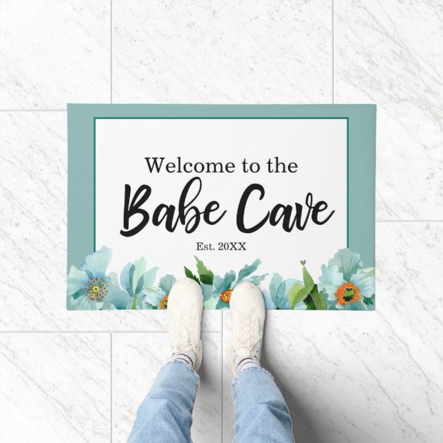 Aquamarin Blue Willkommen in der Babe Höhle, die s Fußmatte (Indoor)
