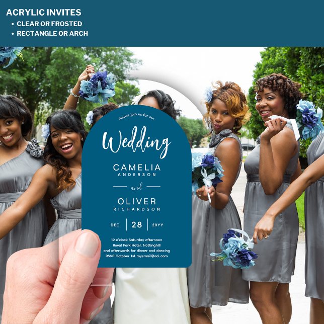 Aquamarin Blue Zazzle Acrylic Wedding lädt ein Acryleinladungen (Von Creator hochgeladen)