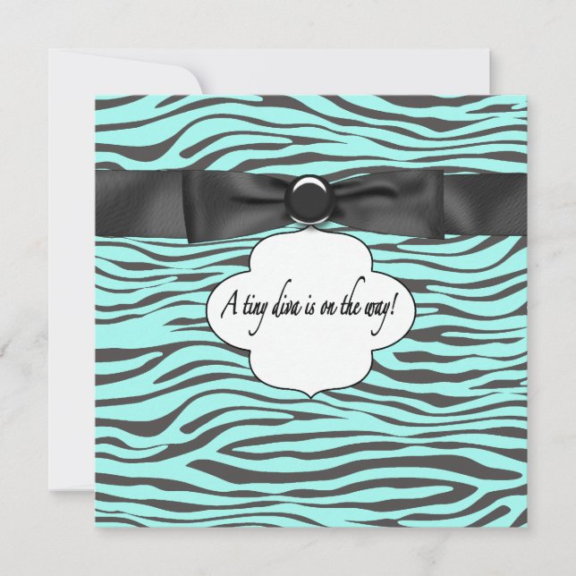 Aquamarin Blue Zebra Baby Girl Dusche Einladung (Vorderseite)