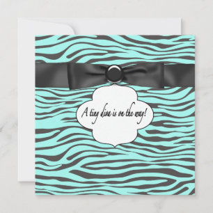 Aquamarin Blue Zebra Baby Girl Dusche Einladung