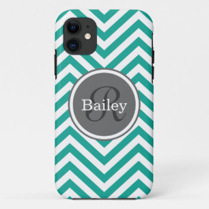 Aquamarin Blue Zickzack Monogram Case-Mate iPhone Hülle