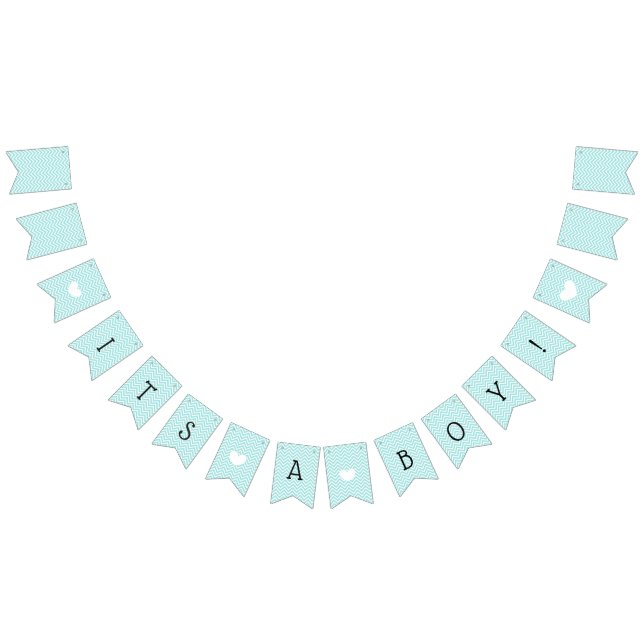 Aquamarin Blue Zickzack sein Baby-Duschbäder Wimpelkette (Alle)