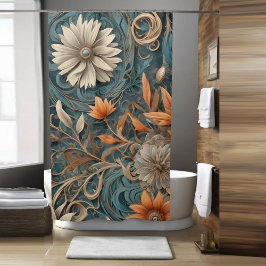 Aquamarin Boho Blume Duschvorhang