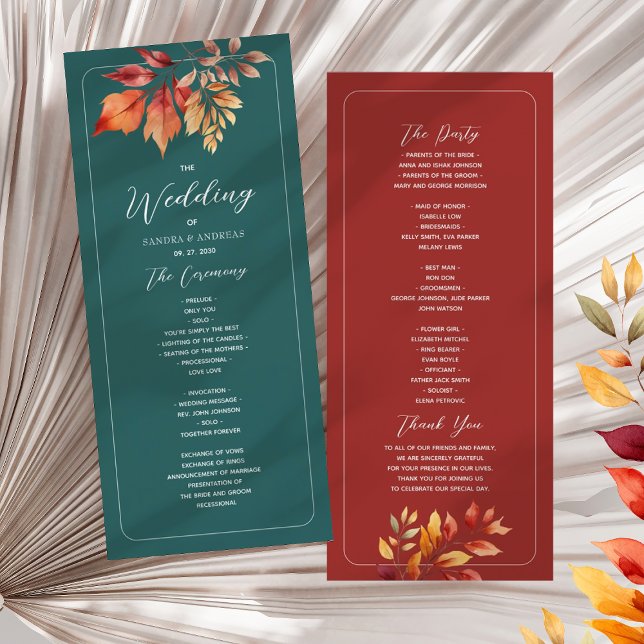 Aquamarin Boho Hochzeit im Herbst Programm (Von Creator hochgeladen)