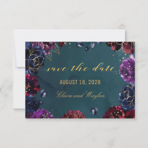Aquamarin Bordeaux Amethyst Jewel Tone Save the Da Einladung