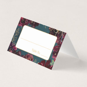 Aquamarin Bordeaux Jewel Tone Wedding Guest Platzk Visitenkarten
