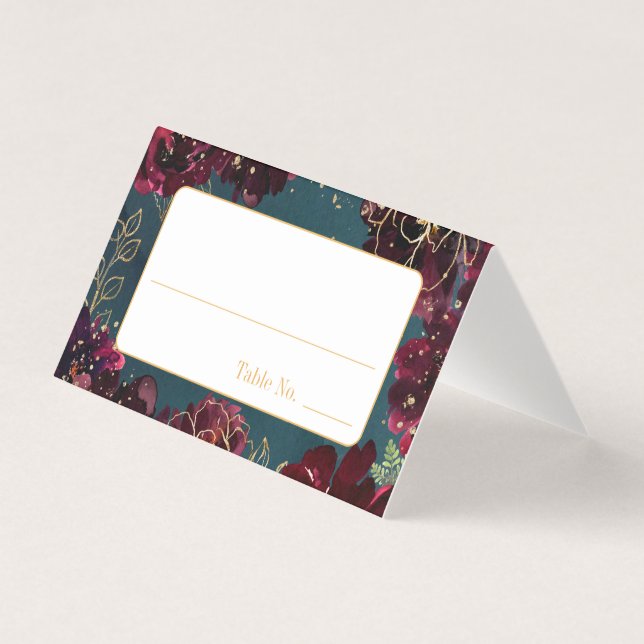 Aquamarin Bordeaux Jewel Tone Wedding Guest Platzk Visitenkarten (Vorderseite)