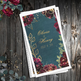 Aquamarin Bordeaux Jewel Tones Wedding Serviette