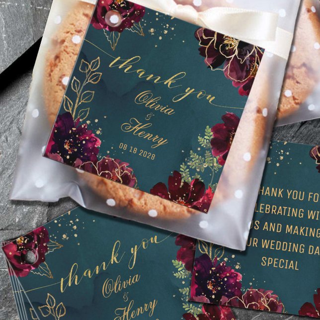 Aquamarin Bordeaux Jewel Tones Wedding Vielen Dank Geschenkanhänger (Von Creator hochgeladen)